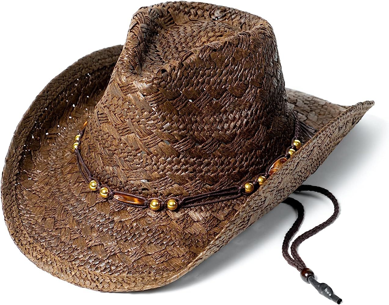 Old Stone Straw Cowboy Cowgirl Hat for Men Women Wide Brim Sun Hat Western Style | Amazon (US)