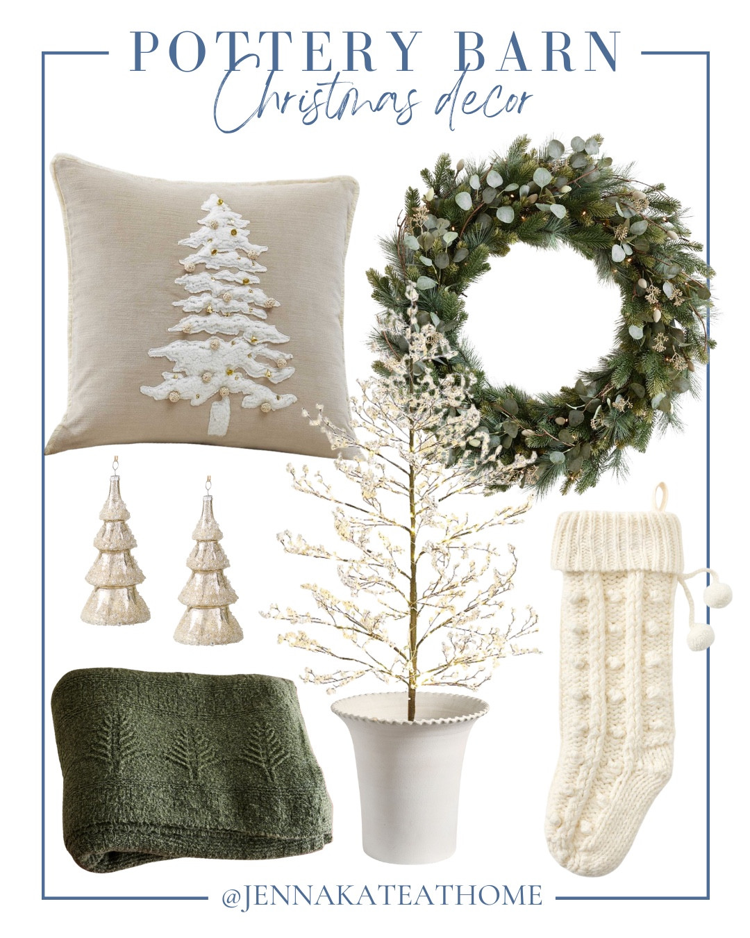 Pottery Barn Christmas decor includes wreath, throw pillow, stocking, planter, lit tree, ornaments, and blanket.

Christmas decor, neutral Christmas decor, holiday decor

#LTKHome #LTKHoliday #LTKSeasonal