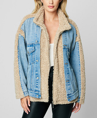BLANK NYC Women's Faux Sherpa and Denim Mixed Media Jacket - Macy's | Macy's