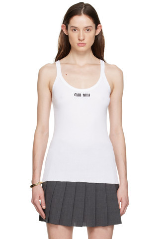 Miu Miu - White Embroidered Tank Top | SSENSE
