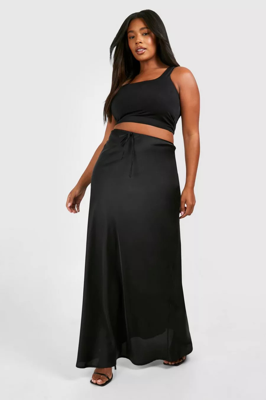 Plus Satin Drawcord Maxi Skirt | Boohoo.com (UK & IE)