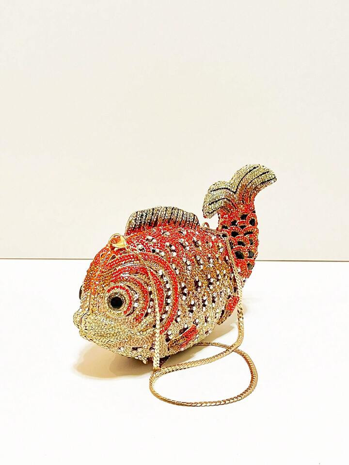 Glitter Bling,Shiny Glamorous,Elegant Super Mini Fish Shape Rhinestone Evening Bags For Wedding B... | SHEIN