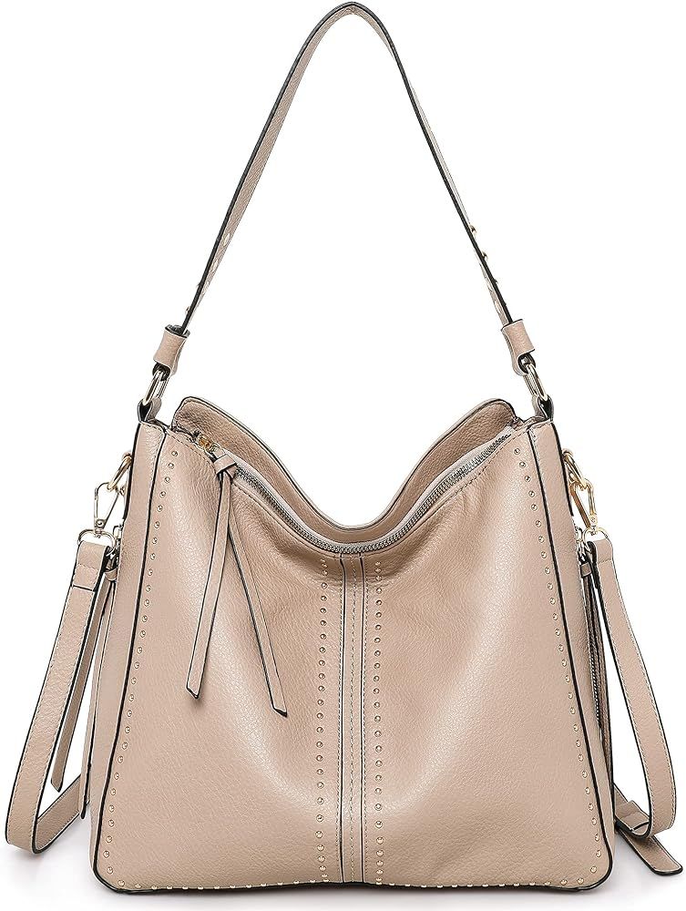 Montana West Large Leather Hobo Handbag for Women Concealed Carry Studded Shoulder Bag Crossbody ... | Amazon (US)