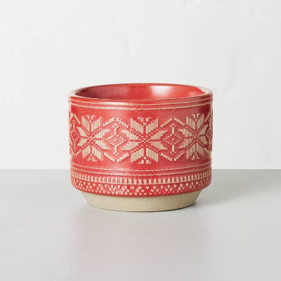 2-Wick Snowflake Embossed Ceramic Balsam & Berry Seasonal Jar Candle Red 11oz - Hearth & ... | Target