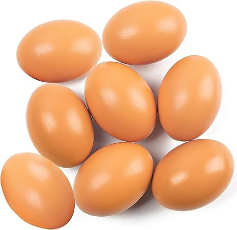 SallyFashion 8Pcs Wooden Faux Fake Eggs, Children Play Kitchen Game Food Toy - Log Color | Amazon (US)