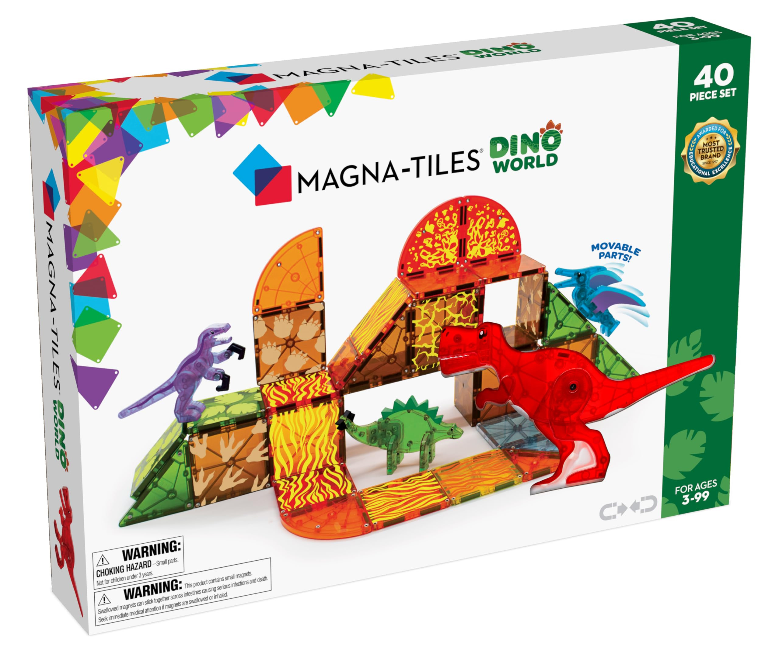 MAGNA-TILES Dino World 40-Piece Magnetic Construction Set, The ORIGINAL Magnetic Building Brand | Amazon (US)