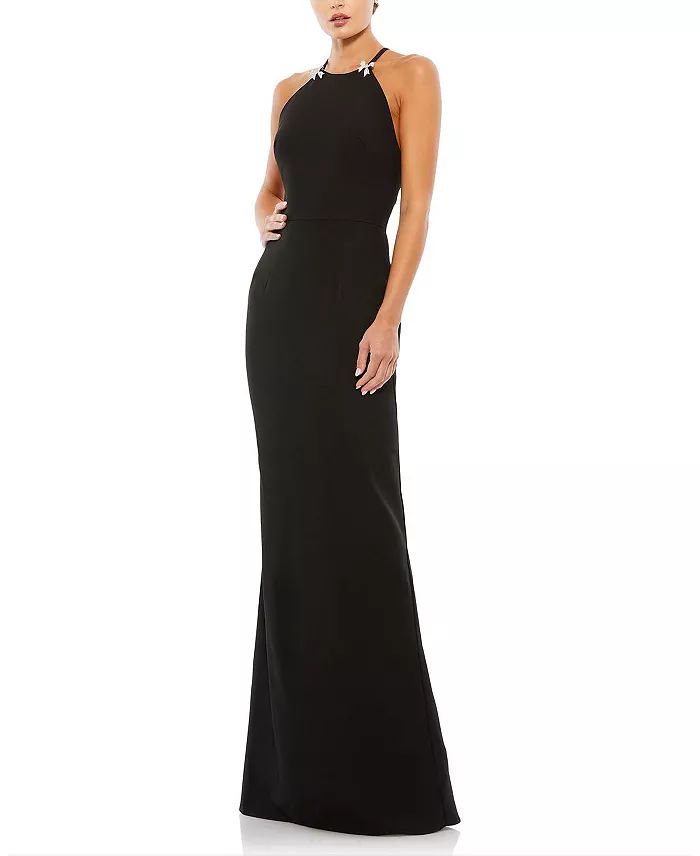 Mac Duggal Bow Halter Criss-Cross Column Gown Back to results -  Women - Bloomingdale's | Bloomingdale's (US)