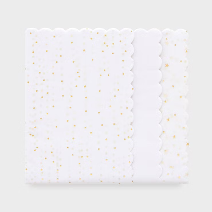 25ct Scallop Tissue Paper White/Gold - Sugar Paper™ + Target | Target