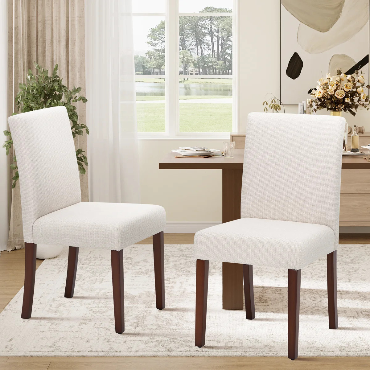 Oakridge Upholstered Dining Chair, Parsons Style Fabric Dining Chairs with Solid Wood Legs, Thick... | Wayfair North America