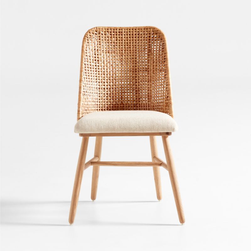 Astrid Upholstered Oak Wood and Rattan Dining Chair + Reviews | Crate & Barrel | Crate & Barrel