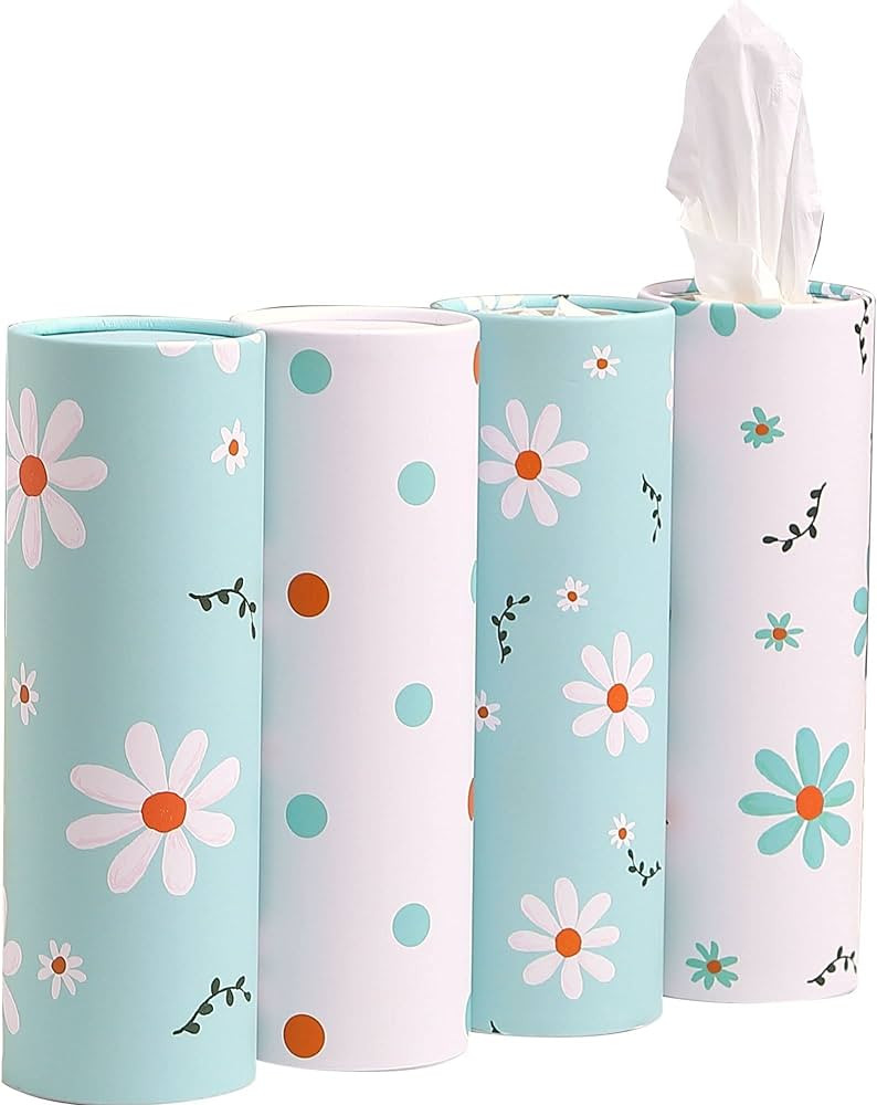 Car Tissue Holder with Facial Tissues Bulk - 4 PK Car Tissues Cylinder, Tissue Holder for Car, Tr... | Amazon (US)
