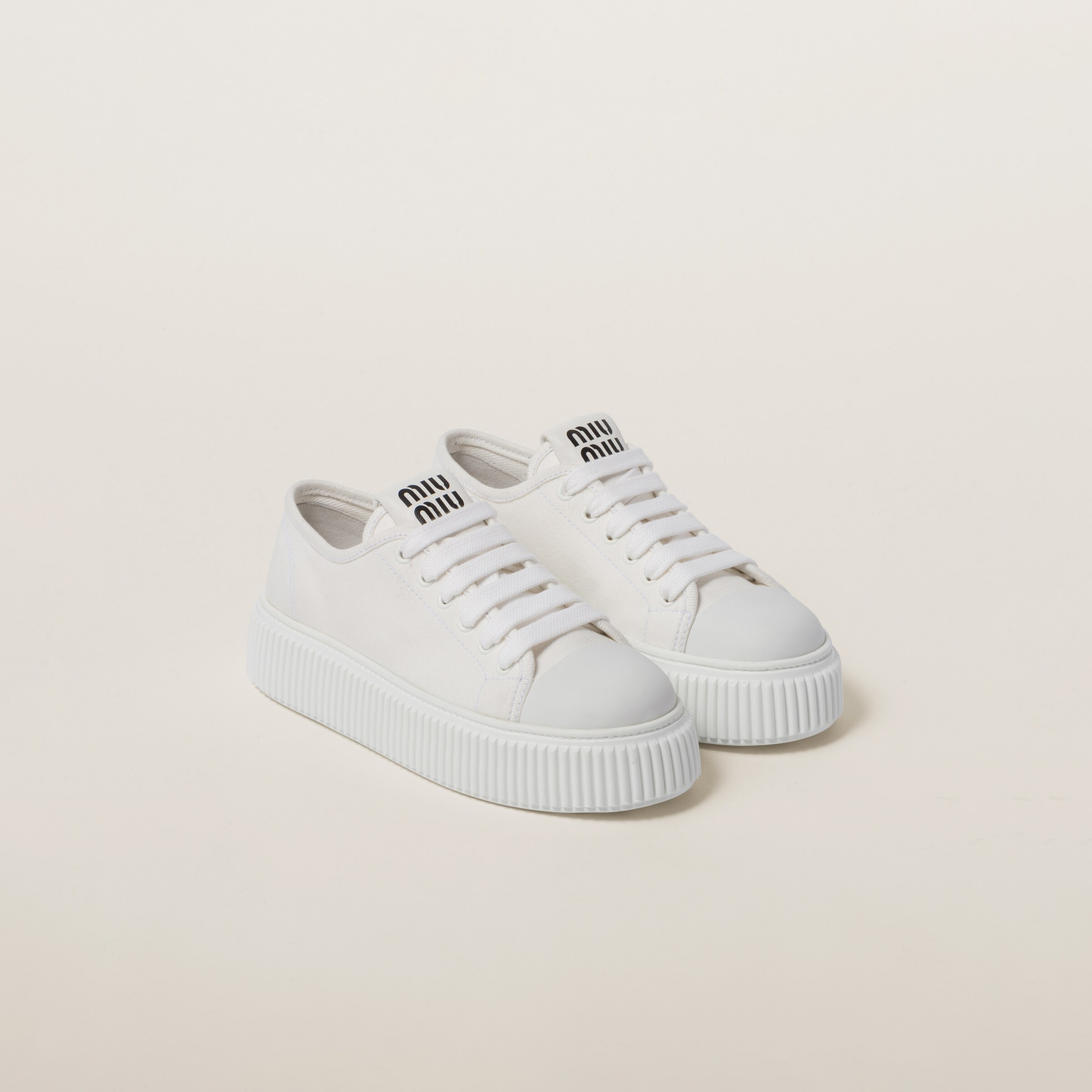 White Denim Sneakers | Miu Miu | Miu Miu US
