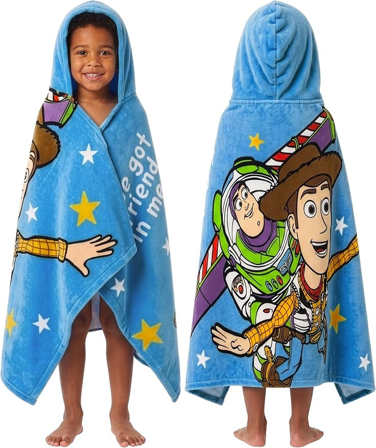Disney Toy Story Towel, Woody and Buzz Lightyear Boys Towel, Hooded Kids Towels, One Size | Amazon (US)