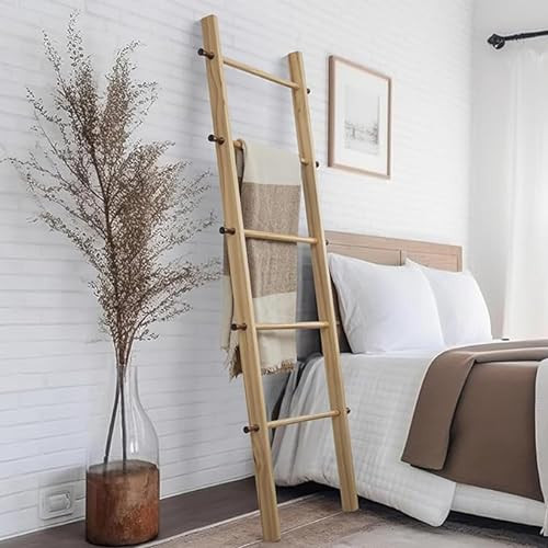 5 Ft Wooden Blanket Ladder Farmhouse - Quilt Ladder for Bedroom - Wood Ladder Decor - Decorative Ladder for Blankets - Easy to Assemble - Farmhouse Ladder Blanket Holder - Wooden Ladder for Blankets | Amazon (US)