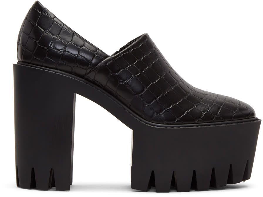 Stella Mccartney Black Croc Platform Heels | SSENSE