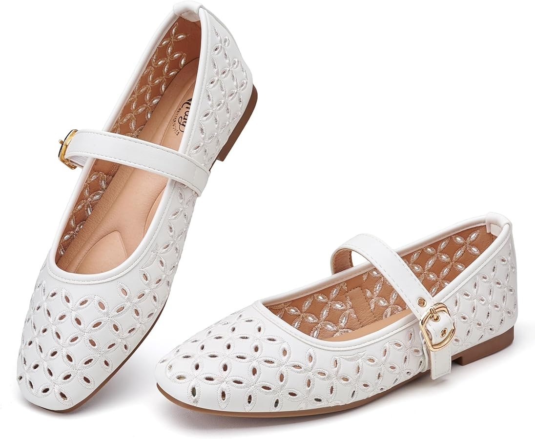 Trary Mary Jane Shoes Women, Hollow Flats for Women, Ballet Flats Shoes Round Toe Mary Jane Flats... | Amazon (US)
