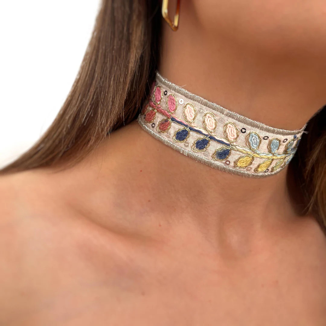 Fabric Choker - Bohemian Style Fabric Choker - Floral Print Fabric Choker - Handmade Jewelry - Pe... | Etsy (US)