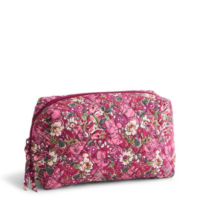 Vera Bradley Women's Outlet Disney Cotton Essential Medium Cosmetic Bag Minnie Mouse and Daisy Duck Hidden Hearts | Target