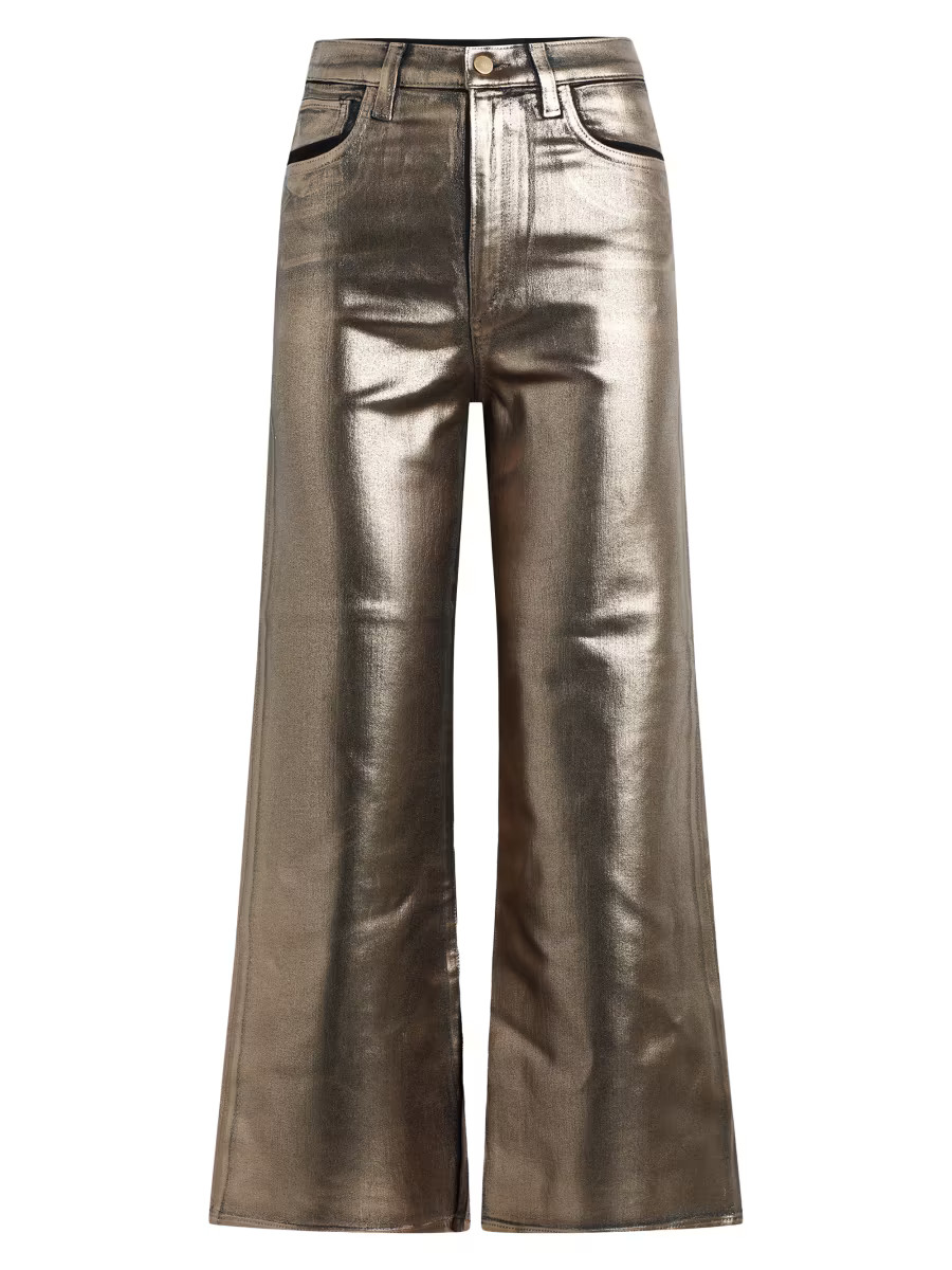The Mia Metallic Wide-Leg Ankle Jeans | Saks Fifth Avenue