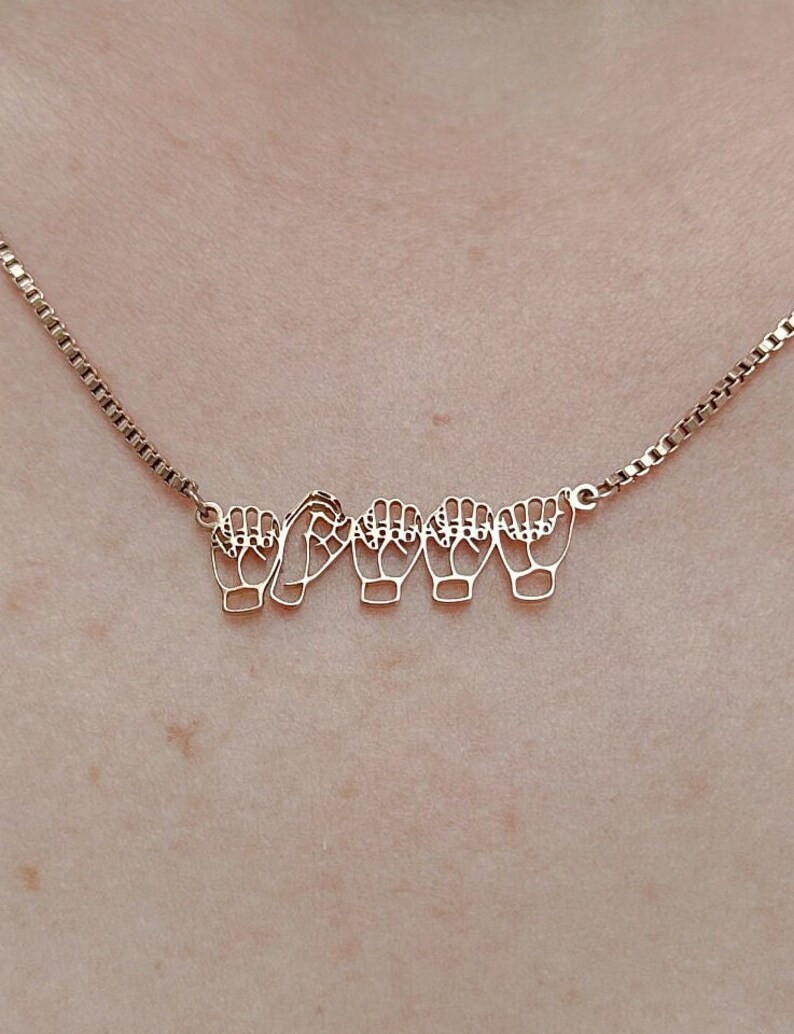 Fingerspelling Name Necklace Fingerspelling Word Necklace - Etsy | Etsy (US)