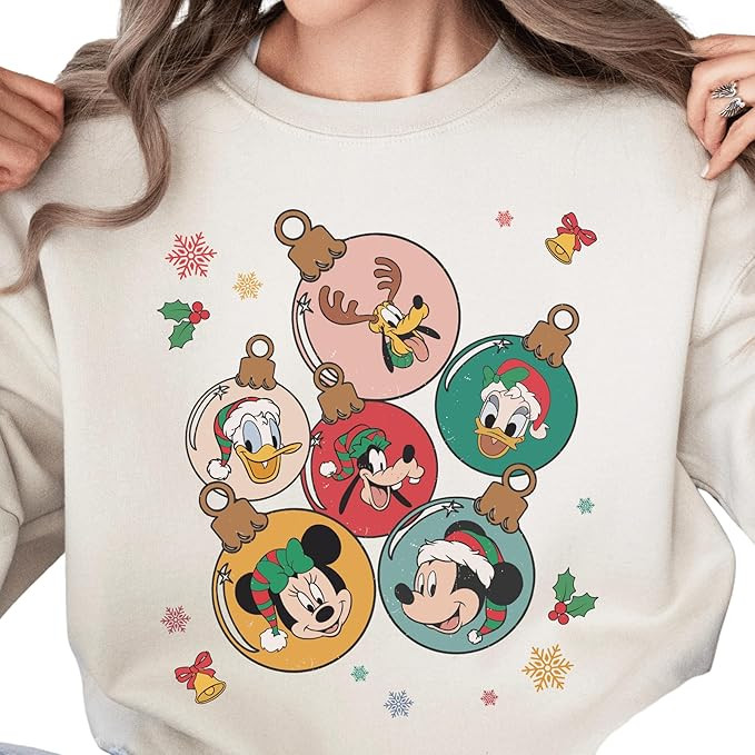 Festive Christmas Lights Disneyland Sweatshirt, Mickey and Friends Family Matching Xmas Trip Crew... | Amazon (US)