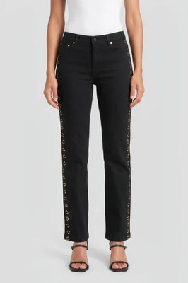 Anna Marie Floral Rhinestone Flared Jeans | Ming Wang
