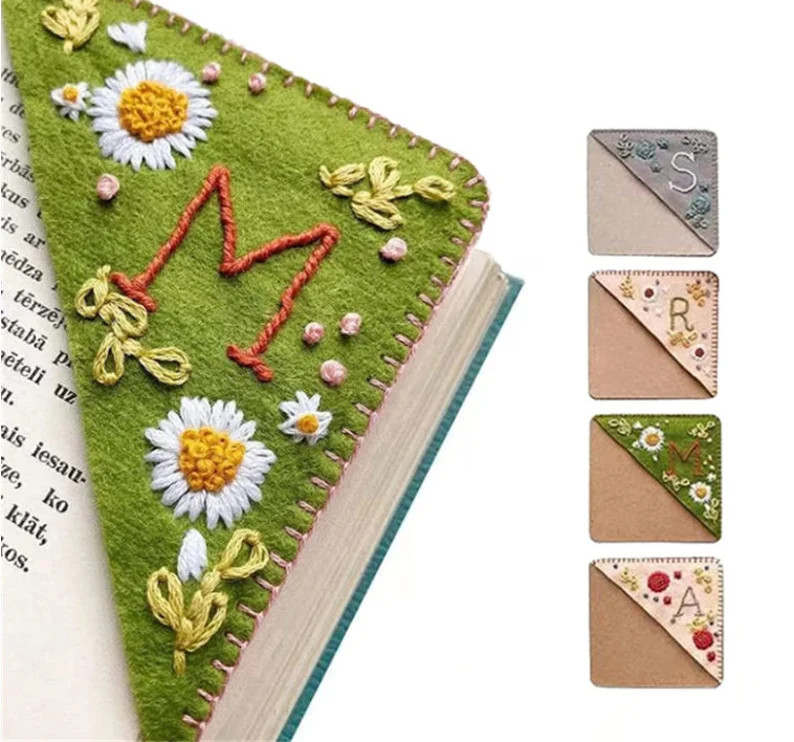 Personalized Hand Embroidered Corner Bookmark- 26 Letters and 4 Seasons- Book Corner Decoration- ... | Etsy (US)