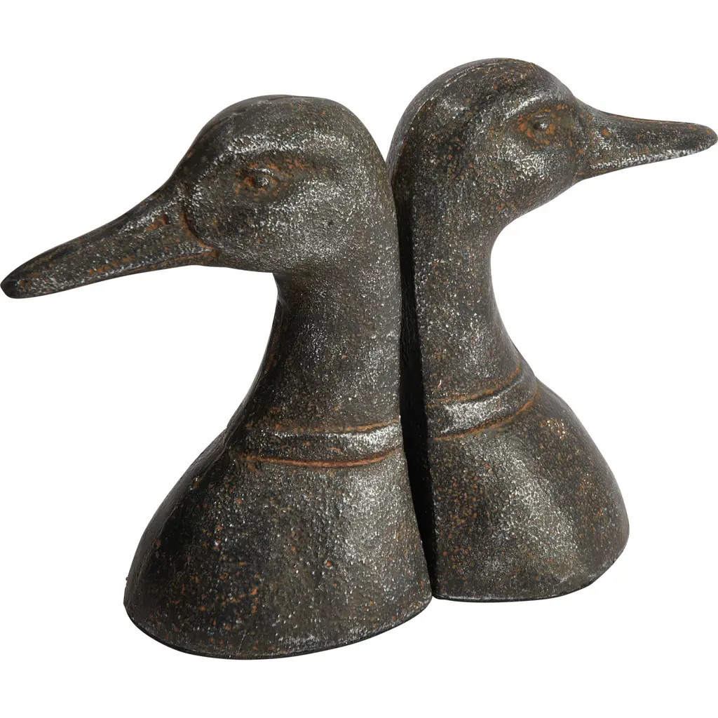 Storied Home Decorative Distressed Cast Metal Duck Head Bookends, Black in Brown at Nordstrom | Nordstrom