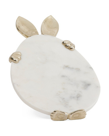 15x9 Bunny And Egg Marble Platter | TJ Maxx
