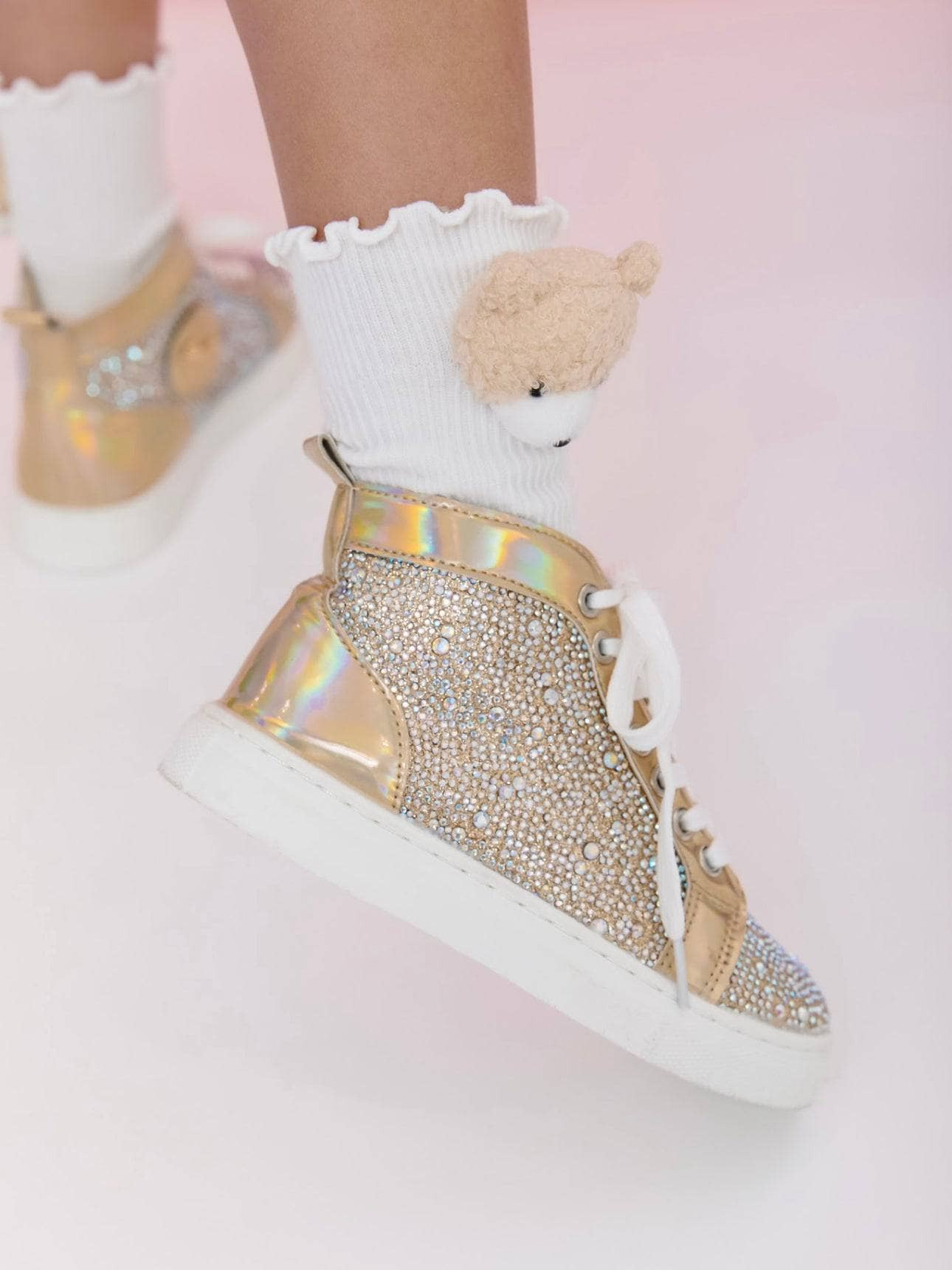 Gold Crystal Hologram Hightops | Lola + The Boys