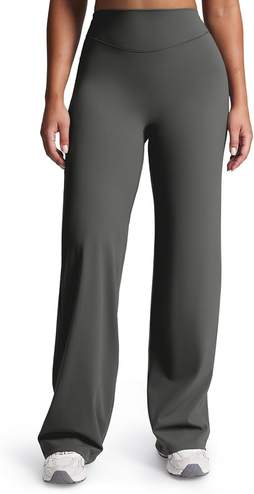 Aoxjox Women's Velura Straight Leg Yoga Pants, Buttery Soft PlushFlex\u2122 Mid-Waist Wide-Leg fo... | Amazon (US)