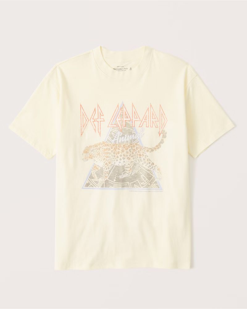 Abercrombie & Fitch Women's Oversized Boyfriend Def Leppard Graphic Tee in Def Leppard - Size XL | Abercrombie & Fitch (US)