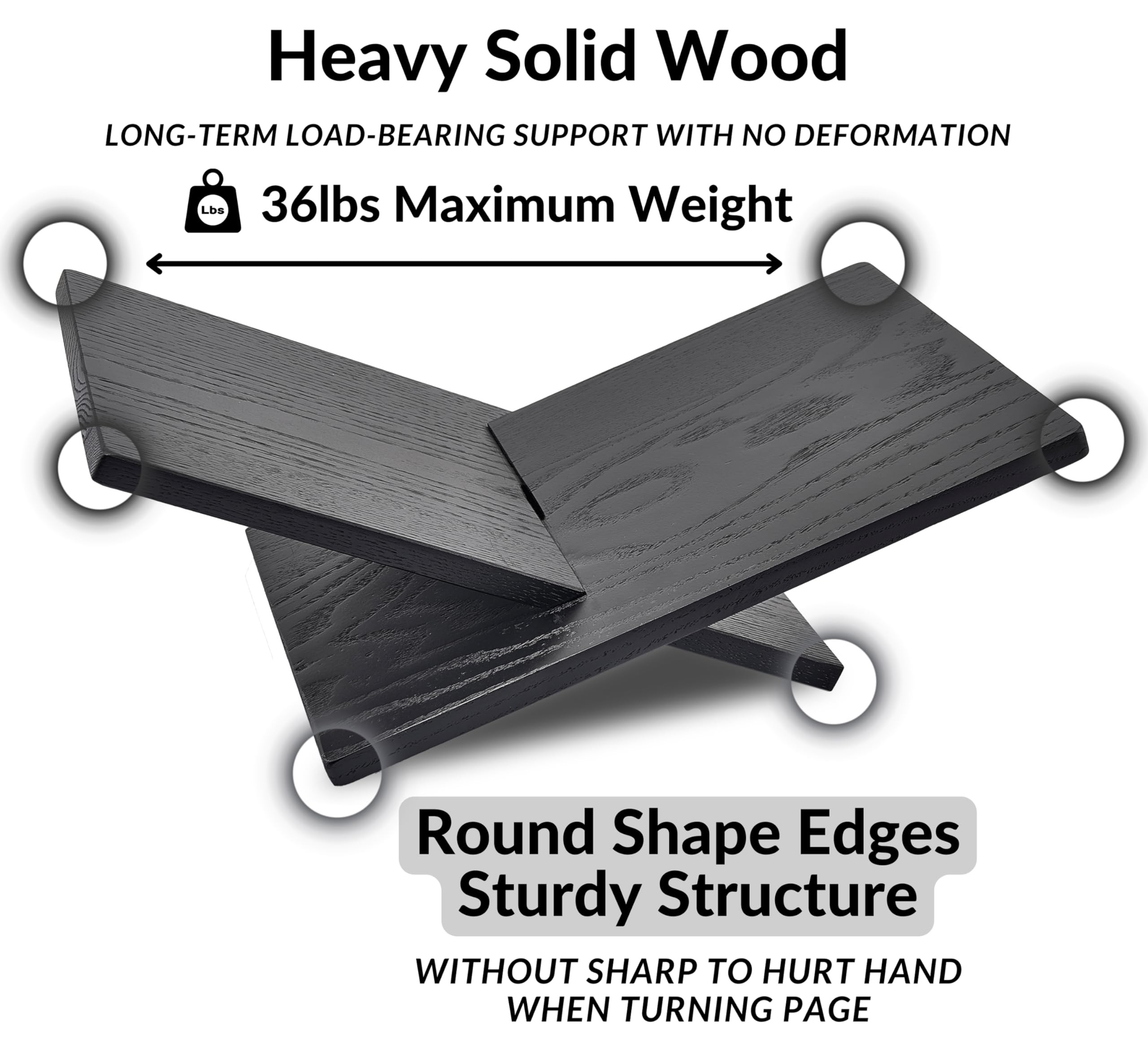 Honygebia Solid Wood Book Stands - Cross Frame Black Oak Wooden Book Holder, Open Bookstand for D... | Amazon (US)