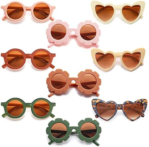 Tondiamo 9 Pairs Toddler Sunglasses Flower Round Heart Shaped Kids Girls Boy Baby Sunglasses for ... | Amazon (US)
