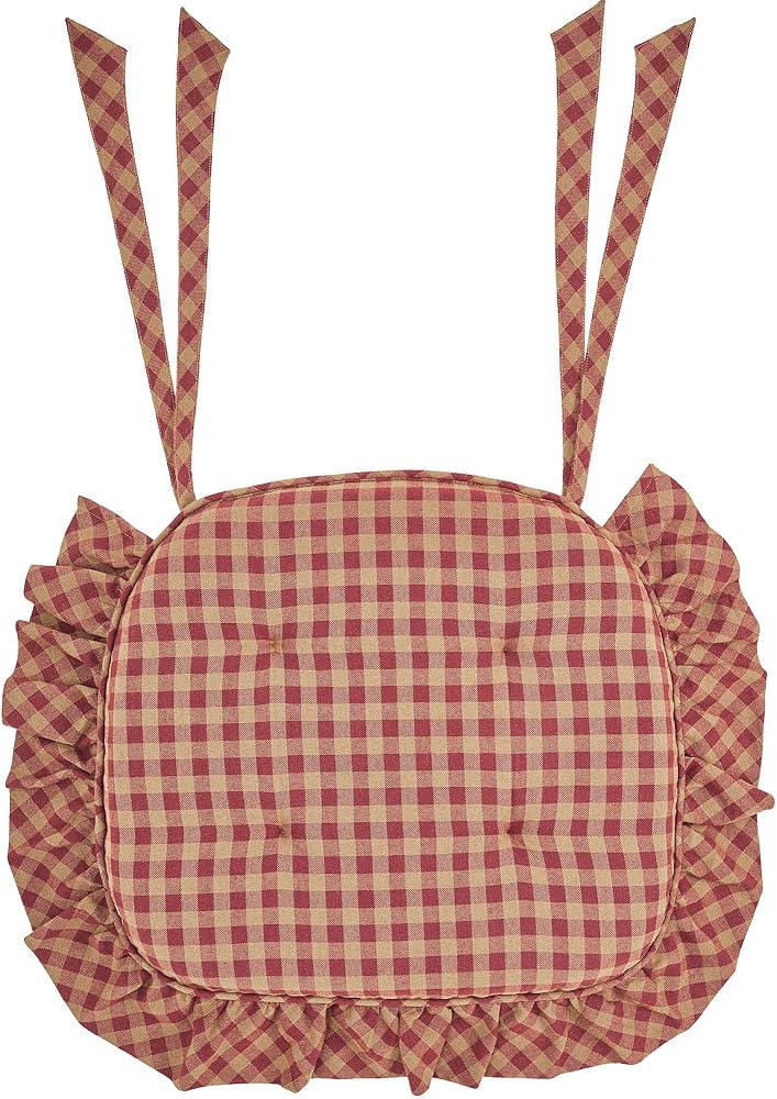 VHC Brands Chair Pad 16.5x18, Cotton Dining Room, Kitchen Chair Pads, Seat Cushion with Ties, Tuc... | Amazon (US)