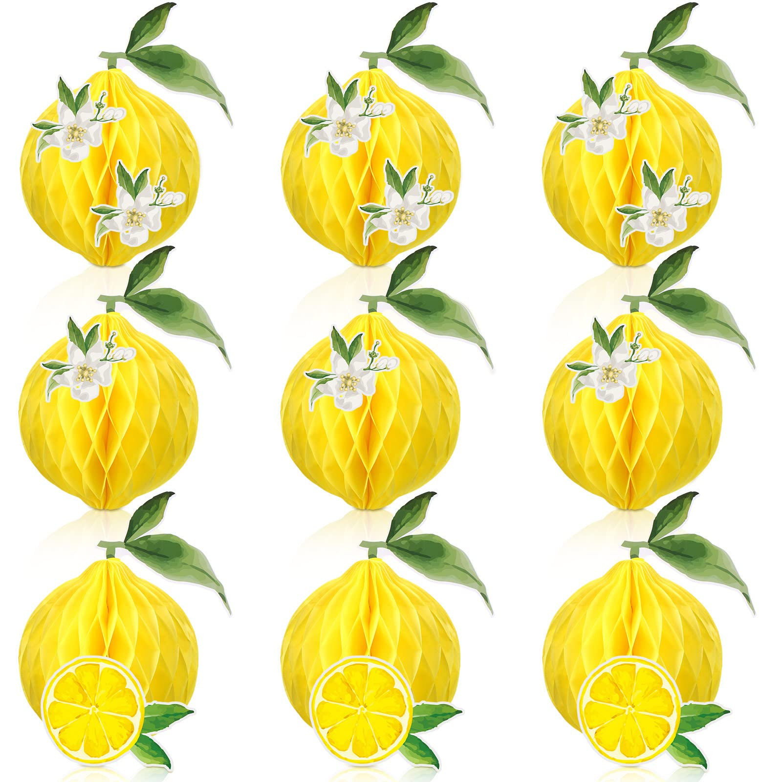 Lenwen 9 Pcs Lemon Honeycomb Centerpieces Honeycomb Balls Lemon Party Favors Tissue Paper Honeyco... | Amazon (US)