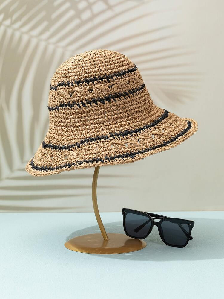 Two Tone Straw Hat | SHEIN