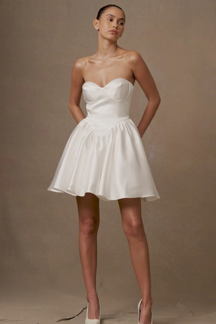 Structured Corset Mini Dress - White | MESHKI US