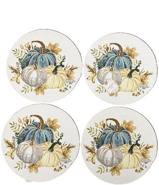 Homewear Festive Fall Be Thankful Pumpkin 15" Round Placemats, Set of 4 | Dillard's | Dillard's