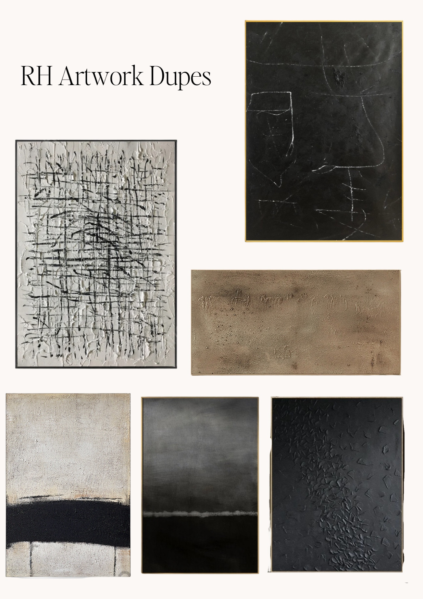 Restoration hardware art. Restoration hardware dupes. RH dupes. RH art dupes. Neutral art. Abstract art. Modern art. Transitional art. Black art. White art. Black and white art  