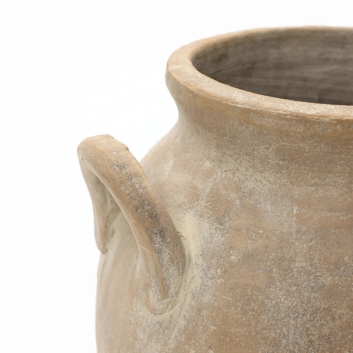 Rustic Antiqued Brown 12.6-Inch Tall Round Terracotta Vase with Handles | Wayfair North America