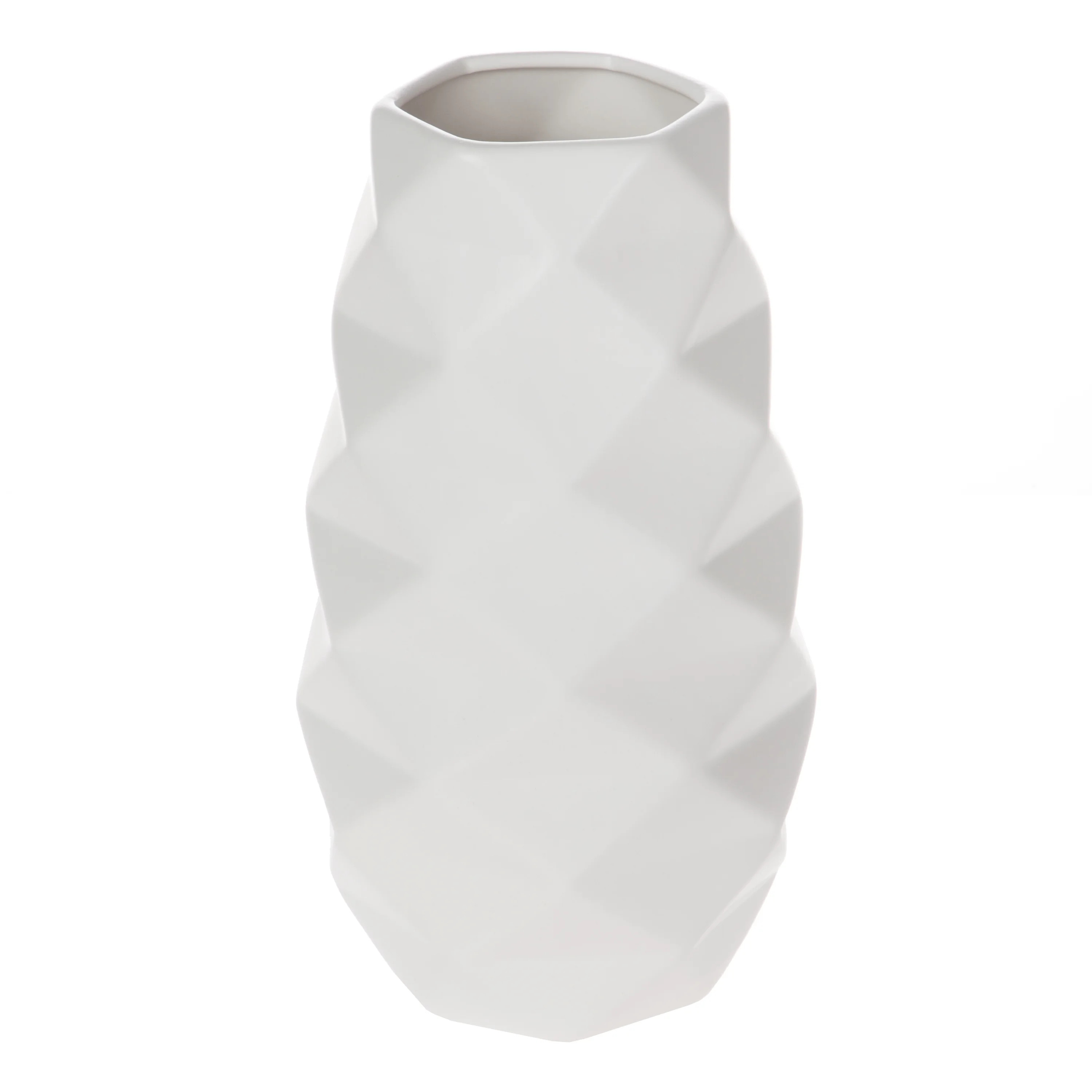 Mainstays 11.14" Tall White Geometric Ceramic Vase | Walmart (US)