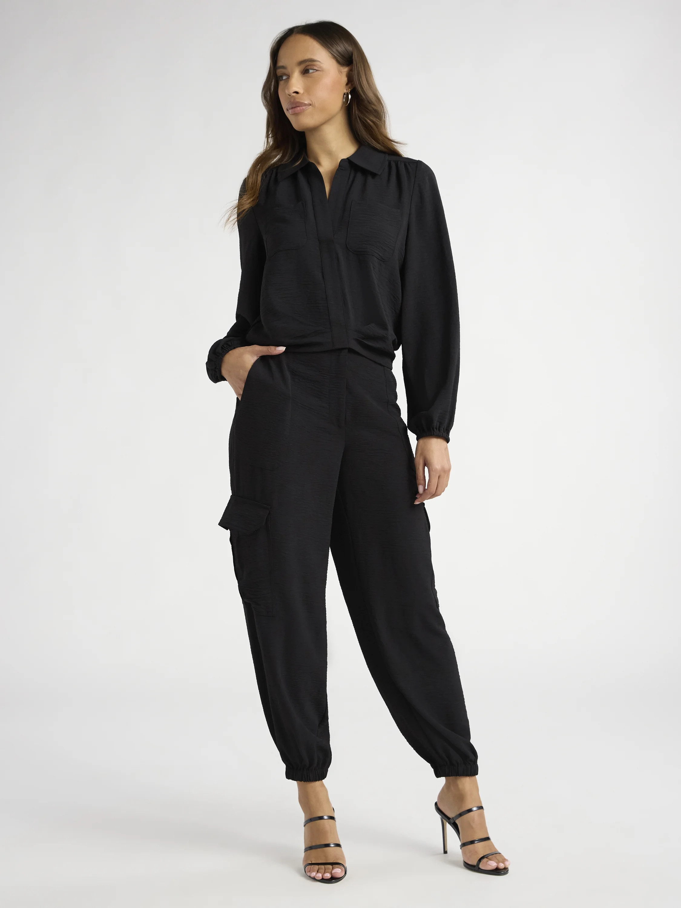 Sofia Jeans Women's and Women's Plus Utility Blouse with Long Sleeves, Sizes XS-4X | Walmart (US)