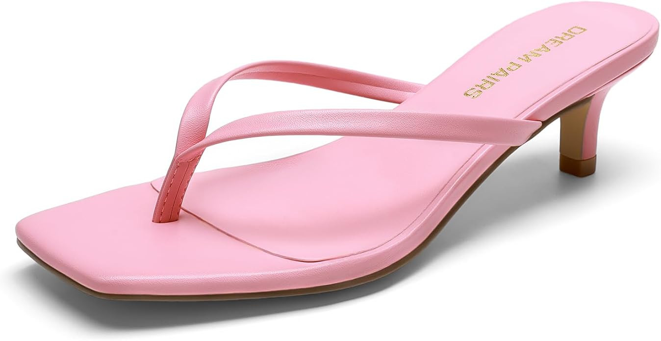 DREAM PAIRS Kitten Heels for Women Flip Flop Low Heels Square Open Toe Sandals Thong 1.96 Inch He... | Amazon (US)