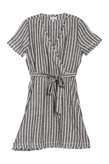 Striped Short Sleeve Wrap Dress (Regular & Petite) | Nordstrom Rack