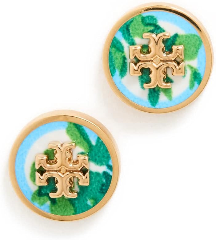 Tory Burch Women's Kira Enamel Printed Circle Studs | Amazon (US)