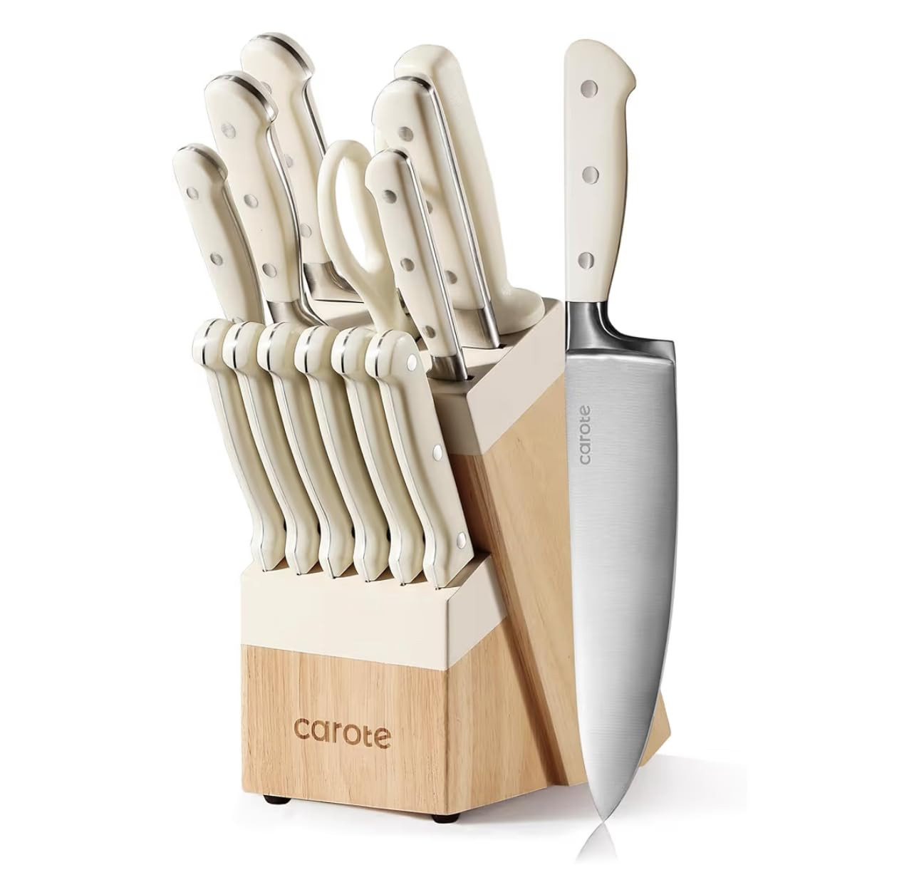 CAROTE 14 Pieces Knife Set with Block, Forged, High Carbon Stainless Steel Sharp Blade Block Knif... | Amazon (US)