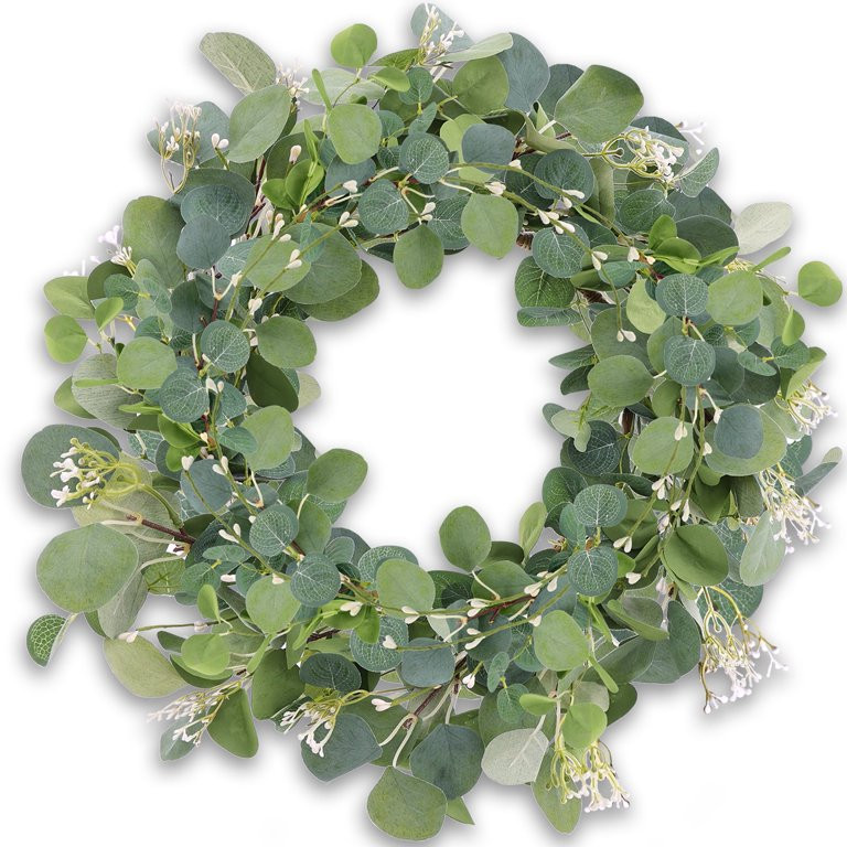 Fabulas Eucalyptus Wreath Spring Wreaths for Front Door, 20 Inch Artificial Summer Green Door Wre... | Walmart (US)