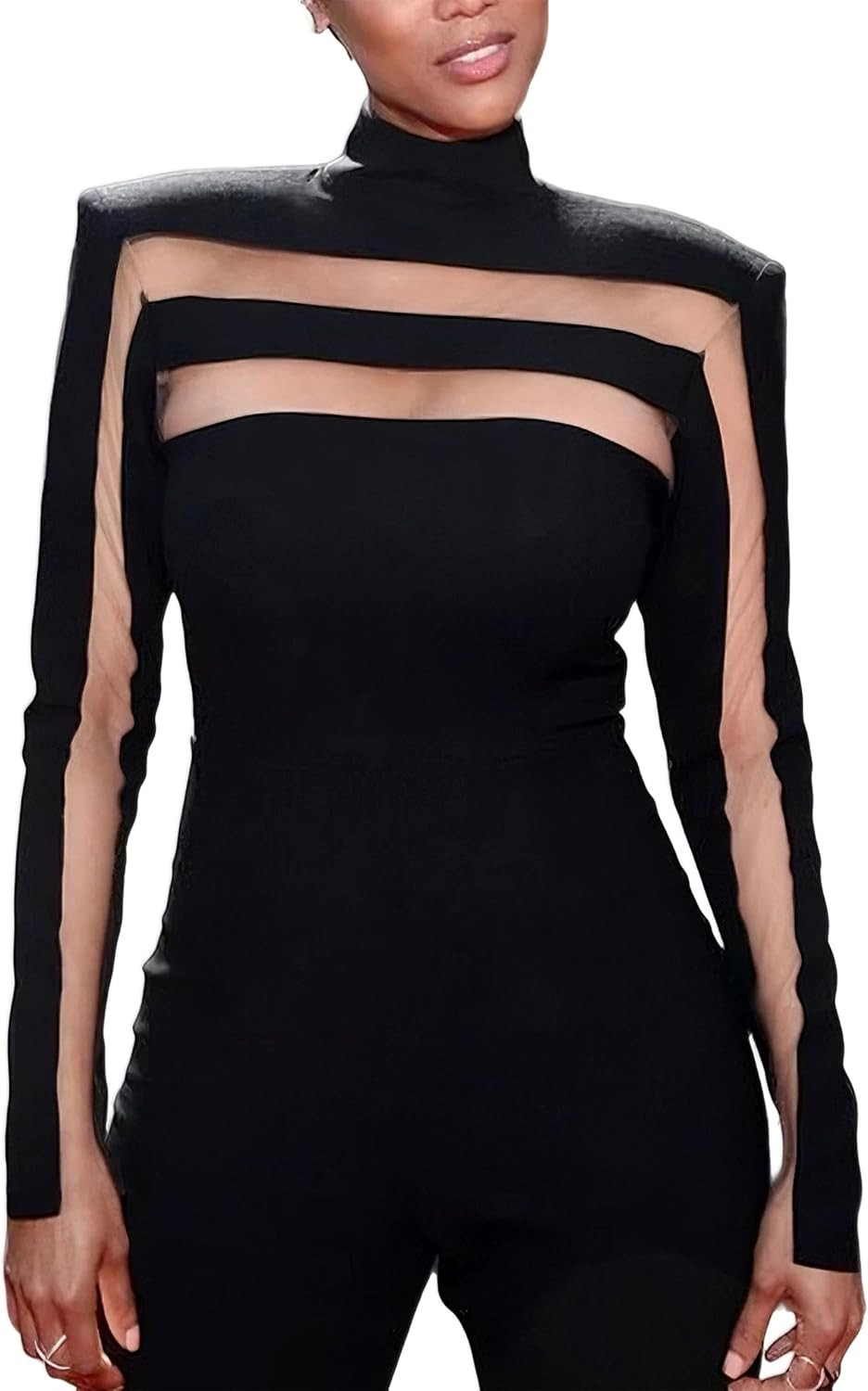 Women’s Mesh Turtleneck Long Sleeve Tops Sexy Shirts Top Bodycon Slim High Neck Fashion Skinny Fall Blouses Outfits | Amazon (US)