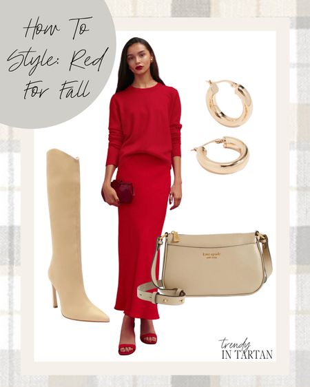 How to style red for fall!

Red sweater, red slip skirt, tan purse, gold hoop earrings, knee high boots

#LTKSeasonal #LTKstyletip #LTKmidsize